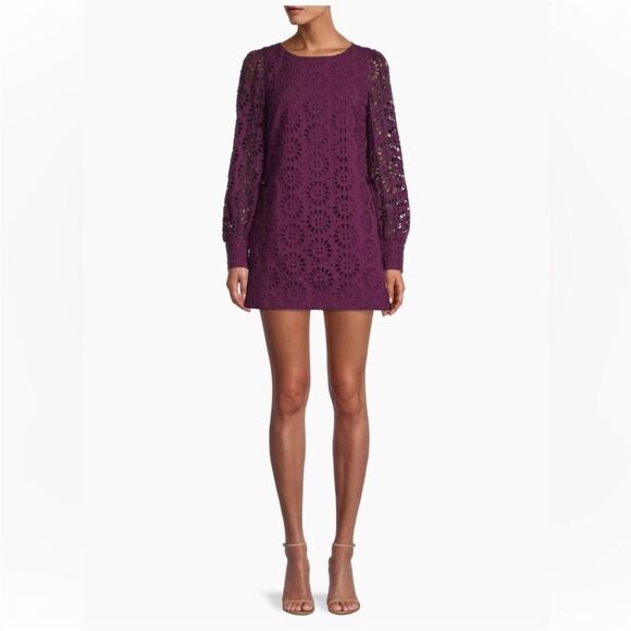 LILLY PULITZER | Aisha Cherry Ganache Purple Eyelet Lace Romper Women’s Size 4 - Picture 1 of 15